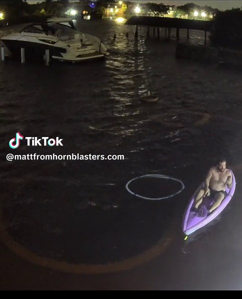 One big pool! The helene storm surge was no joke! Thankful Milton didn’t bring the same. #hurricane #tampa #florida #kayak #purple #helene #pool #flood #hornblasters