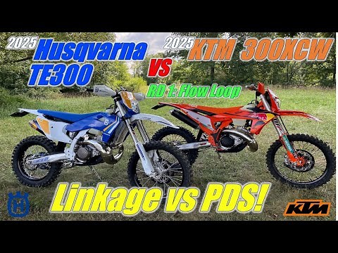 Linkage vs PDS! 2025 Husqvarna TE300 vs 2025 KTM 300XCW Back to Back on a Flow Woods Loop RD 1