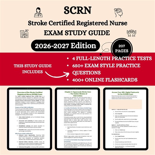 SCRN Exam Review 2026 | Scrn Study Guide | Stroke Certified Registered Nurse Exam | Scrn Flashcards | Scrn Practice Guide | Scrn Exam Prep - Etsy