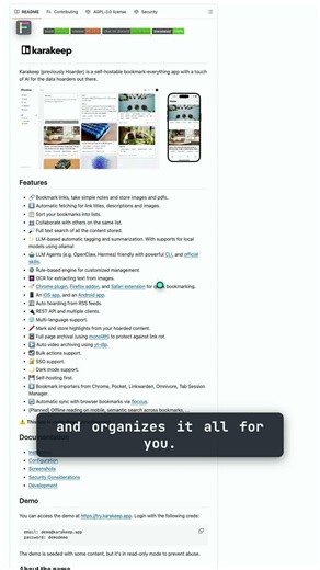 karakeep-app/karakeep — Your own AI-tagged, self-hosted memory for everything you… 🟢 Clone #Shorts