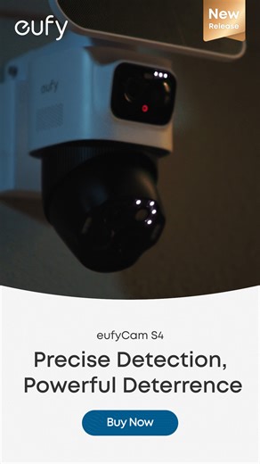 Stop threats cold! 🚨 eufycam S4 uses radar & PIR for precise detection, minimizing false alerts. Powerful siren & lights | eufy
