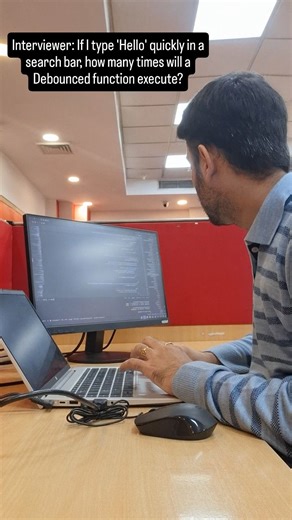 Phoenix | Tech Creator | Web Dev on Instagram: "Comment "Javascript" and I'll send you a detailed answer in your DM. Answer :- It will execute exactly once, after you stop typing. Here is how Debouncing works: Delays Execution: Debouncing forces a function to wait for a specific amount of time (e.g., 500ms) before running. The Reset Logic: If a new event occurs before that time is up, the previous timer is immediately cancelled, and a brand new timer starts. The "Hello" Scenario: When you type '