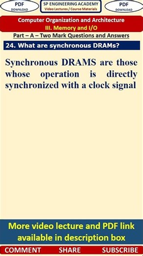 24CO3 Computer Organization Part A Questions What are synchronous DRAMs