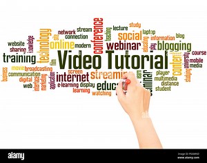 Video tutorial word cloud hand writing concept on white background Stock Photo - Alamy
