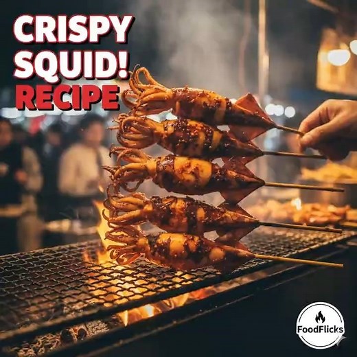 Crispy Grilled Squid Recipe 🦑 Easy BBQ Seafood Street Food at Home #Shorts