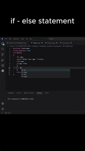 If Else Statement in C++ 🔥 | C++ Shorts #shorts