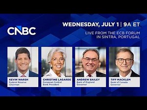 CNBC's Sara Eisen moderates a policy panel at the ECB Forum on Central Banking 2026 — 7/1/26