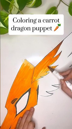 Coloring A Carrot Dragon Puppet 🥕 #paperart #papercrafts #shorts #trending #viral #foryou #art #fyp