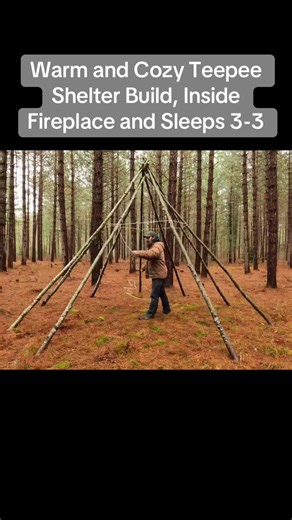 Warm and Cozy Teepee Shelter Build for Camping