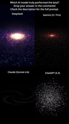 ChatGPT 5.3 vs Gemini 3.1 pro vs DeepSeek vs Claude Sonnet 4.6 - Spiral Galaxy (HTML/CSS/JS) #shorts