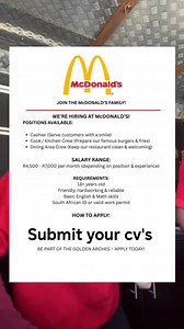 Mcdonald's Crew Member, 💚🔌 | Government Job's