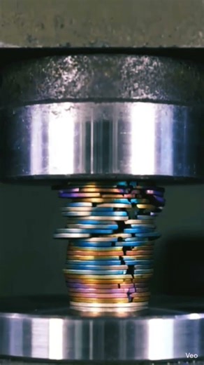 matel coins pressing for hydraulic multi colour #youtubeshorts #edit #haydrolic #coin #viral