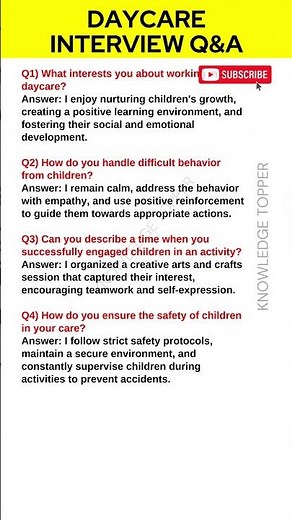 Daycare Interview Questions and Answers | Daycare Job Interview Questions and Answers