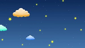 Download Whimsical cartoon clouds in various pastel colors and sparkling yellow stars against a deep blue night sky, creating a peaceful and dreamy background for children's content or calm themes.Animated Nig for free