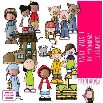 Fairy Tale clip art Set 1, Nursery Rhyme clip art, Literature COLORED Version