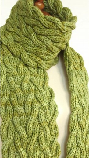 Popular Reversible Cable Scarf ☀️ Meadow Vine Knitting Pattern #cableknit #studioknit #knitscarf