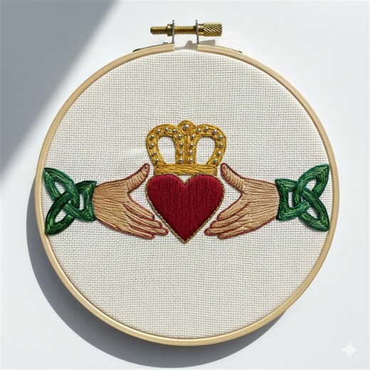 Claddagh Hand Embroidery, Claddagh Embroidery Design, Instant Download (PDF Template) - Etsy