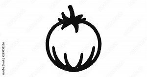 Organic vegetable outline icon animation footage/video. Hand drawn like symbol animated with motion graphic, can be used as loop item, has alpha channel and it's at 4K video resolution.