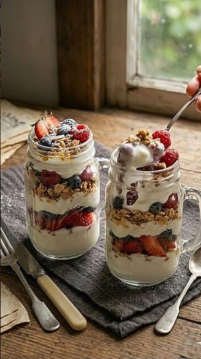 Greek Yogurt Berry Parfait (Healthy, Creamy & High-Protein) #recipe #food #highprotien
