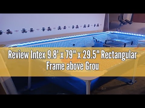 Review Intex 9.8' x 79" x 29.5" Rectangular Frame above Ground Outdoor Backyard Swimming Pool with F