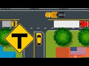 Traffic Signs | Road Signs Animation USA | Warning Signs Of T Intersection