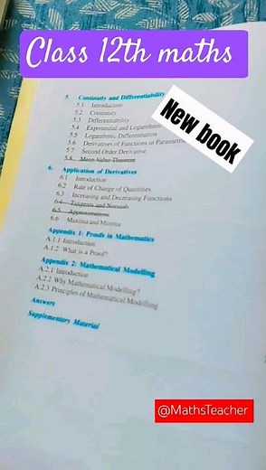 Class 12th MATHS New book Deleted syllabus || Comparison of NEW BOOK and OLD BOOK #shorts