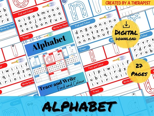 Alphabet Worksheets A-Z Printable | ABC Tracing for Kids - Etsy
