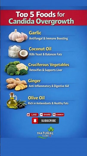Top 5 Foods for Candida Overgrowth #healthylifestyle #healthyeating