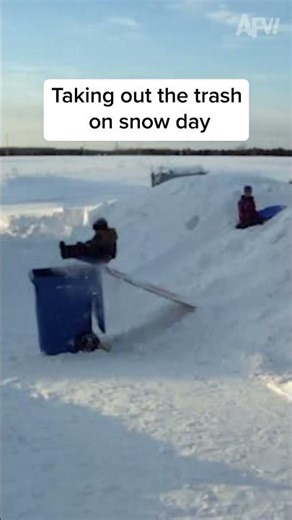 Snow day meets trash day 😂 #afv #funny #fails