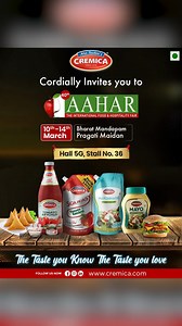 Cremica invites you to experience a legacy crafted with rich flavours, premium quality, and innovation Discover where taste meets excellence at AAHAR 2026 | 40th Edition. 📍 Hall 5G | Stall 36 🗓 10–14 March | Bharat Mandapam, Pragati Maidan #Cremica #AAHAR2026 #FlavoursYouTrust #TasteTheLegacy | Cremica