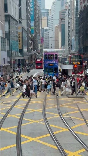 🇭🇰Double Decker Tram (Ding Ding) 🚋and Tram Stop, Hong Kong #HongKong #DingDing #tram