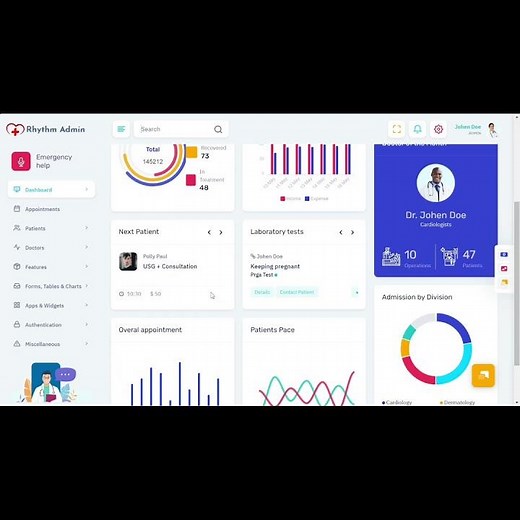 Modern Hospital Dashboard for Staff, Patients & Admin Panel – Responsive & Powerful UI