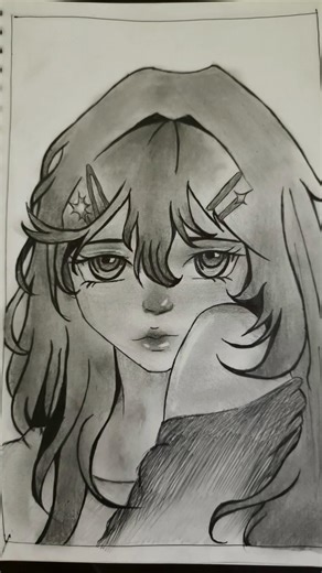 girl with pen and graphite pencil #anime #shorts