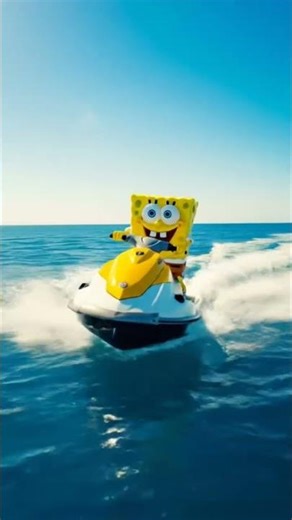 SpongeBob riding a jet ski