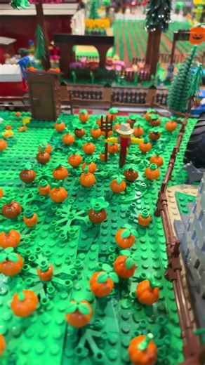 LEGO pumpkin patch and outhouse on the Lego farm. #lego #farmer #farming #afol #legocity #legomoc