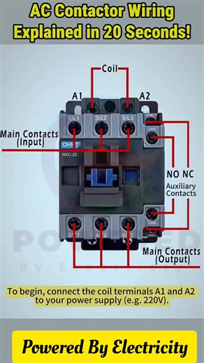 AC Contactor Wiring Explained in 20 Seconds! Electric Diagram and Work #electrician #viral #electrical #connection #automobile #usa #highlights #fblifestyle #fbreels23 #electrician #electricwork #electricity #virals #electrical #facebookpost #fbreelsvideo #wiring | 𝘗𝘰𝘸𝘦𝘳𝘦𝘥 𝘉𝘺 𝘌𝘭𝘦𝘤𝘵𝘳𝘪𝘤𝘪𝘵𝘺