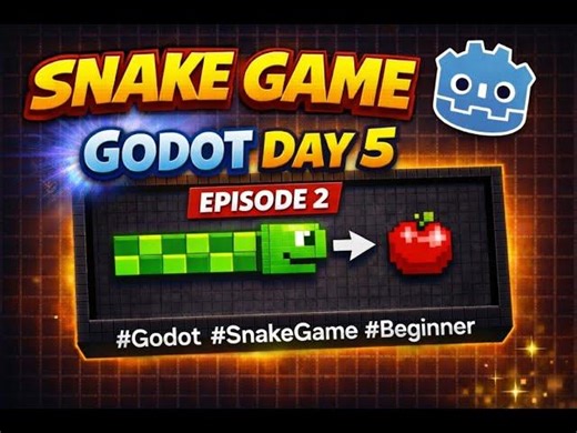 Snake Game in Godot | Day 5 – Apple Eating Snake Growth | Episode 2 | Bandana Satpathy