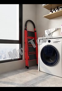 MrTool   บันได บันไดพับได้ บันไดอลูมิเนียม บันไดรับน้ำหนักได้300 KG บันไดที่พับได้สีแดง (2ชั้น 4ชั้น 5ชั้น 6ชั้น 7ชั้น 8ชั้น) | Lazada.co.th