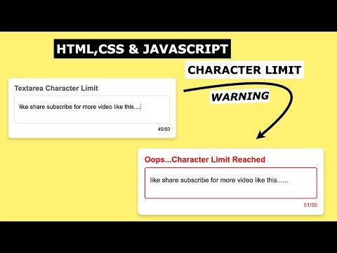 Text area Character Limit using HTML CSS and JavaScript