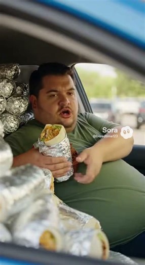 Pulled Over For Giant Burrito Stack😂!! #fyp #shorts #aicomedy #soraai #food