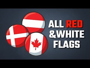 All red and white flags of the world