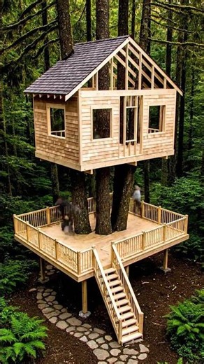 🏡 Built a Treehouse Around Trees… With a Hot Tub! (Time-Lapse)