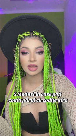 5 moduri in care putem prinde parul cu codițe 💚💚💚 #afro #codite #boxbraids #agrobraids #neonbraids #sarahjsun #sarahjsunmusic #sarahjsunartist #hair #neonhair | Sarah JSun Official