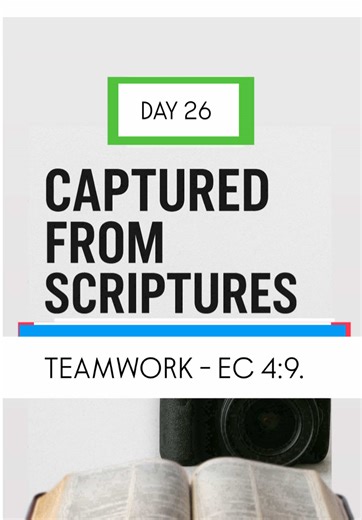 📸 Day 26/30 – TEAMWORK | Captured From Scriptures No great photo is ever captured alone. 📷✨ Even the best photographers rely on second shooters, lighting assistants, makeup artists, or clients who trust the process. 📖 Ecclesiastes 4:9 — “Two are better than one because they have a good reward for their hard work.” Teamwork brings strength, creativity, and balance. In photography, collaboration turns good moments into unforgettable stories. When you honor your team, your clients, and even your