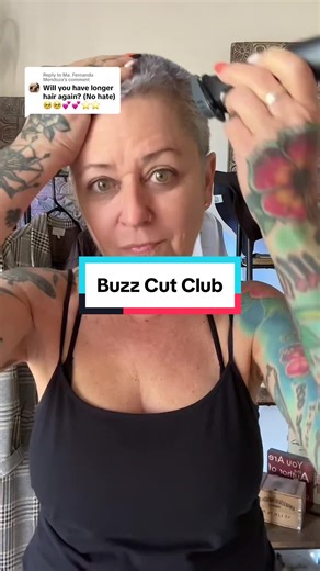 I’ll be 60 in a few days and I couldn’t image going into my next next decade without my buzz cut! #buzzcut #buzzcutgirl #buzzcutseason #selfconfidence #hairstyle #over60