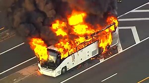Bus catches fire, fully engulfed in flames on I-78 in Union