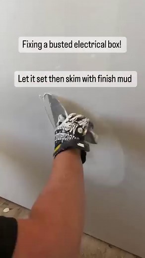 618K views · 635 reactions | Fixing a busted electrical box - it happens a lot! Remove all the busted rock, loose paper and pack it with Easy Sand and tape with mesh or fibafuse. Let it dry then skim with Plus 3/Finish mud. This was getting texture so I didn’t skim around the entire box. #howto #fix #reels #repair | Drywall Shorty | Facebook
