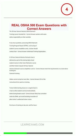 REAL OSHA 500 Exam Questions with Correct Answers2