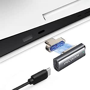 PECOOVR Upgraded USB C Magnetic Adapter for PSVR 2, 10 Gbps Data Transfer Type C 90 Degree Connector Male to Female for PlayStation VR2, Support USB 3.1 Gen 3.2 PD 100W Stable Link to Protect PS5 Port