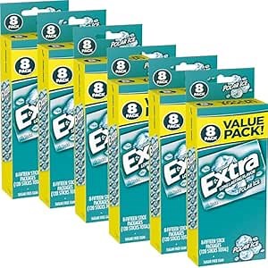 EXTRA Polar Ice Gum Sugar-Free, 8 Ct/Box, Pack of 6 (48 Count Total), Bulk Mint Gum